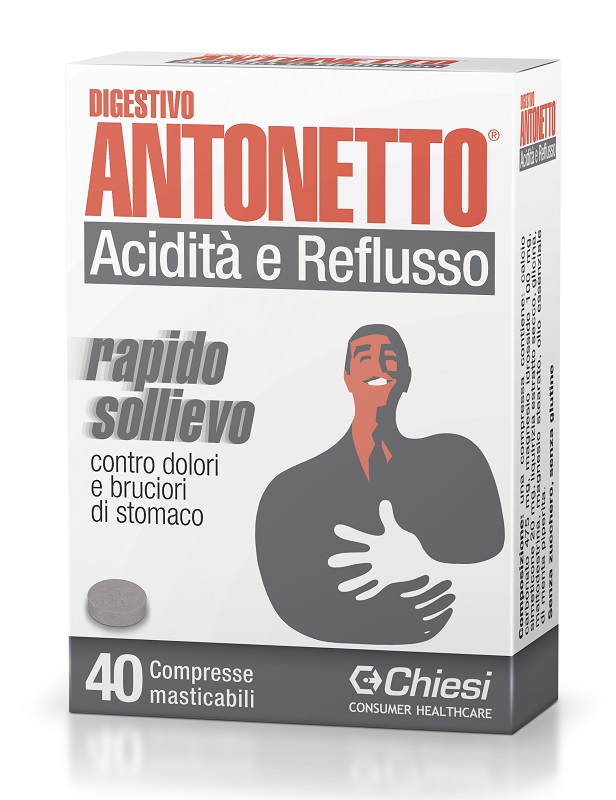 DIGESTIVO ANTONETTO ACIDITA' E REFLUSSO 40 COMPRESSE MASTICABILI - pharmaonline24.it