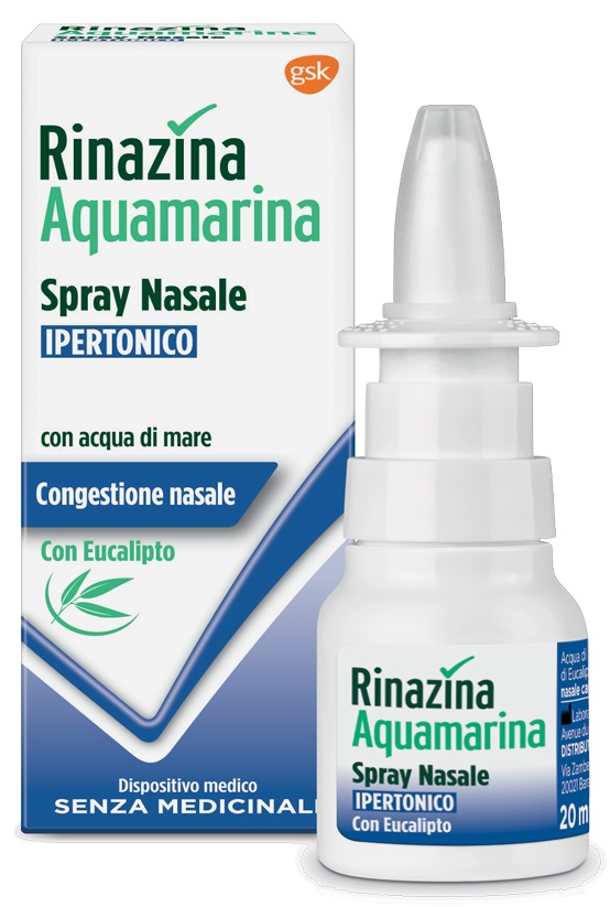 RINAZINA AQUAMARINA SPRAY NASALE IPERTONICO CON EUCALIPTO 20 ML - pharmaonline24.it