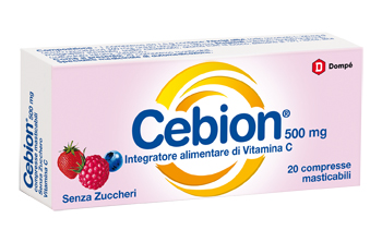 CEBION MASTICABILE SENZA ZUCCHERO VITAMINA C 500 MG 20 COMPRESSE - pharmaonline24.it