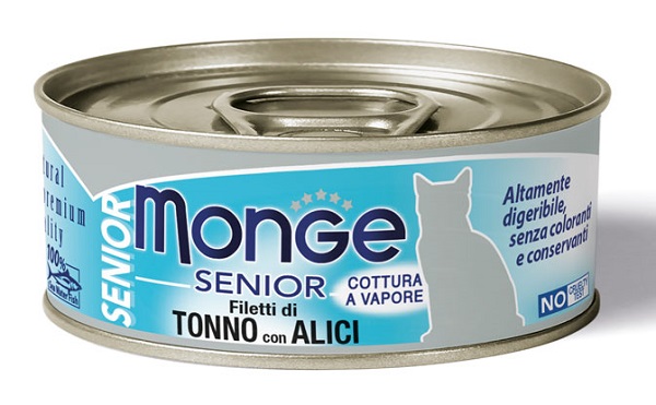 MONGE NATURAL QUALITY GATTO MONGE JELLY FILETTI DI TONNO/ACCIUGHINE SENIOR 80 G - pharmaonline24.it
