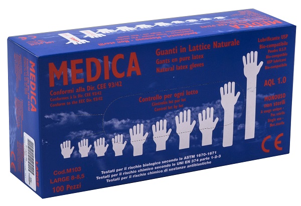 GUANTI LATTICE CON POLVERE LARGE 100 PEZZI GAMMADIS - pharmaonline24.it