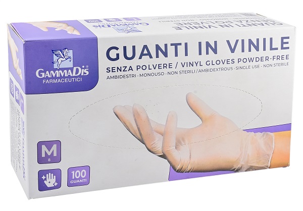 GUANTI VINILE SENZA POLVERE MEDIUM 100 PEZZI GAMMADIS - pharmaonline24.it