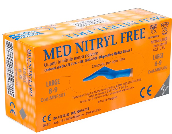 GUANTI NITRILE SENZA POLVERE LARGE 100 PEZZI GAMMADIS - pharmaonline24.it