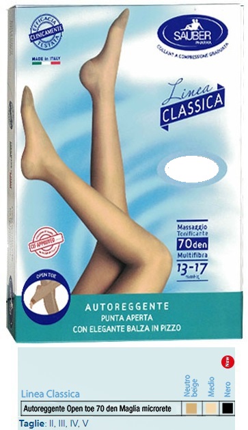 SAUBER AUTOREGGENTE OPEN TOE MAGLIA MICRORETE 70 DEN COLORE NEUTRO BEIGE TAGLIA 2 LINEA CLASSICA - pharmaonline24.it