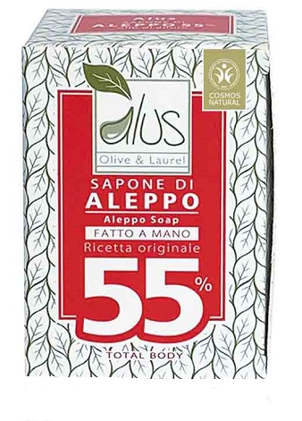 ALUS OLIVE & LAUREL SAPONE DI ALEPPO FATTO A MANO 55% 200 G - pharmaonline24.it