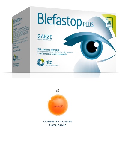 BLEFASTOP PLUS GARZA IN COTONE PIEGATA CON FILO DI BARIO 28 SALVIETTE MONOUSO + 1 COMPRESSA OCULARE RISCALDABILE - pharmaonline24.it