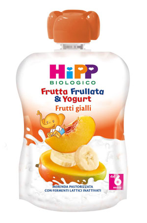 HIPP BIO FRUTTA FRULLATA YOGURT FRUTTI GIALLI 90 G - pharmaonline24.it
