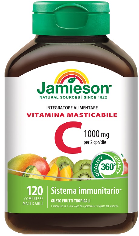 JAMIESON VITAMINA C 1000 120 COMPRESSE MASTICABILI FRUTTI TROPICALI - pharmaonline24.it