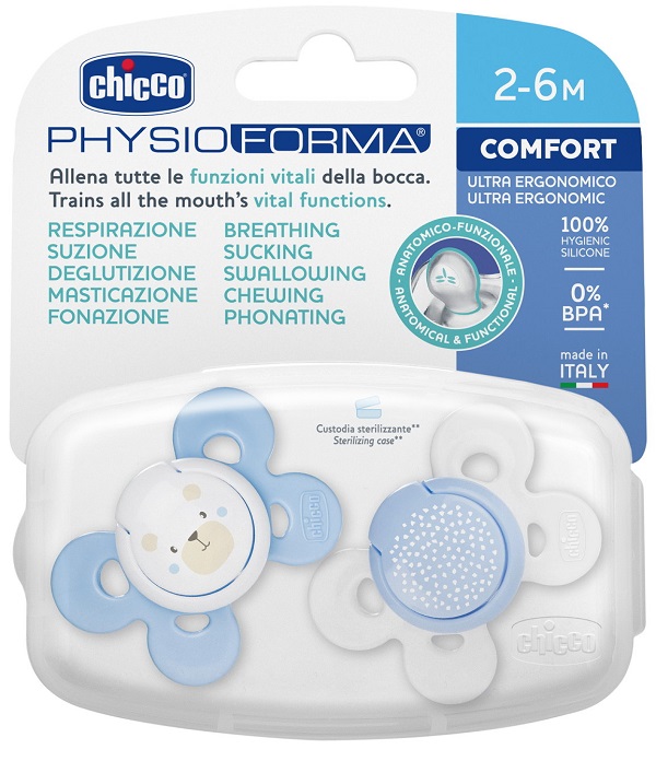 CHICCO SUCCHIETTO COMFORT BOY SILICONE 2-6 MESI 2 PEZZI - pharmaonline24.it