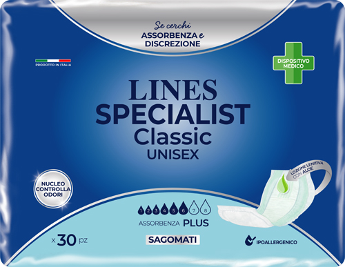 PANNOLONE SAGOMATO LINES SPECIALIST CLASSIC PLUS 30 PEZZI - pharmaonline24.it