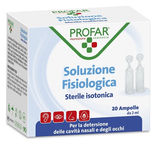 PROFAR SOLUZIONE FISIOLOGICA STERILE ISOTONICA 2 ML 20 AMPOLLE - pharmaonline24.it