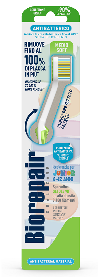 BIOREPAIR ORAL CARE SPAZZOLINO ANTIBATTERICO JUNIOR 6-12 ANNI PIU' COMFORT SETOLE MEDIO SOFT - pharmaonline24.it