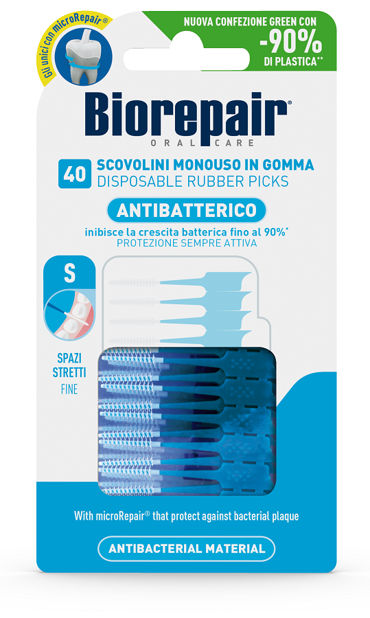 BIOREPAIR ORAL CARE ANTIBATTERICO SCOVOLINI MONOUSO IN GOMMA SPAZI STRETTI 40 PEZZI - pharmaonline24.it