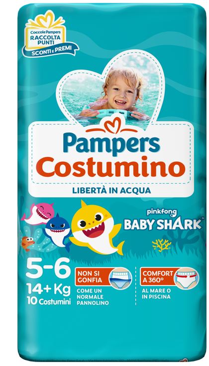 PAMPERS COSTUMINO BABY SHARK CP S 5-6 10 PEZZI - pharmaonline24.it