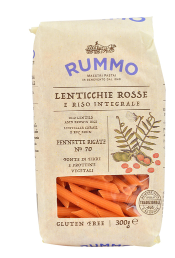 RUMMO PENNETTE RIGATE N 70 LENTICCHIE ROSSE E RISO INTEGRALE 300 G - pharmaonline24.it