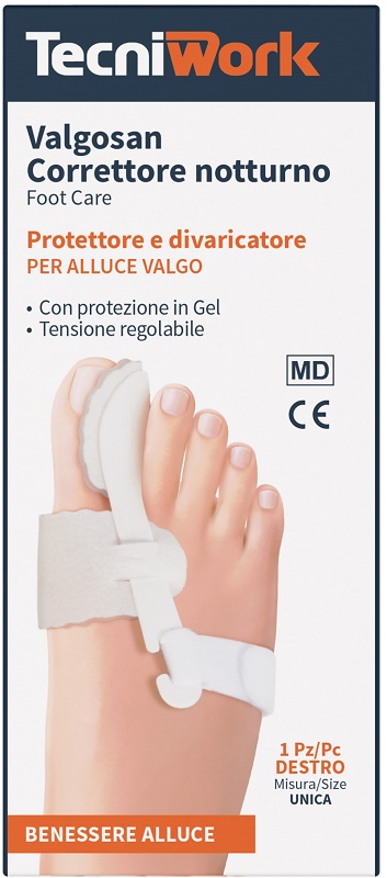 CORRETTORE NOTTURNO PER ALLUCE VALGO DESTRO MISURA UNICA VALGOSAN 1 PEZZO - pharmaonline24.it