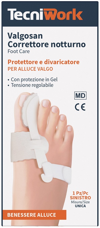 CORRETTORE NOTTURNO PER ALLUCE VALGO SINISTRO MISURA UNICA VALGOSAN 1 PEZZO - pharmaonline24.it