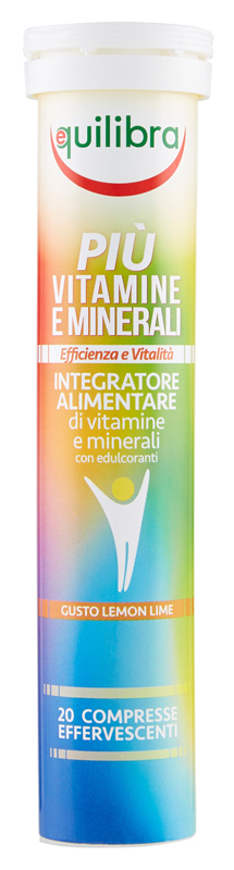 PIU' VITAMINE E MINERALI GUSTO LEMON LIME 20 COMPRESSE EFFERFESCENTI - pharmaonline24.it