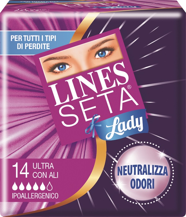 ASSORBENTE LINES SETA ULTRA LADY CON ALI 14 PEZZI - pharmaonline24.it