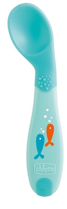CHICCO CUCCHIAIO ANGOLATO 8M+ AZZURRO - pharmaonline24.it