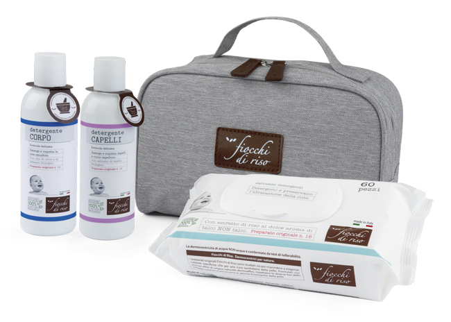 FIOCCHI DI RISO COFANETTO BAGNETTO 1 DETERGENTE CORPO 200 ML + 1 DETERGENTE CAPELLI 200 ML + SALVIETE ACQUA NON ACQUA 60 PEZZI + BEAUTY - pharmaonline24.it