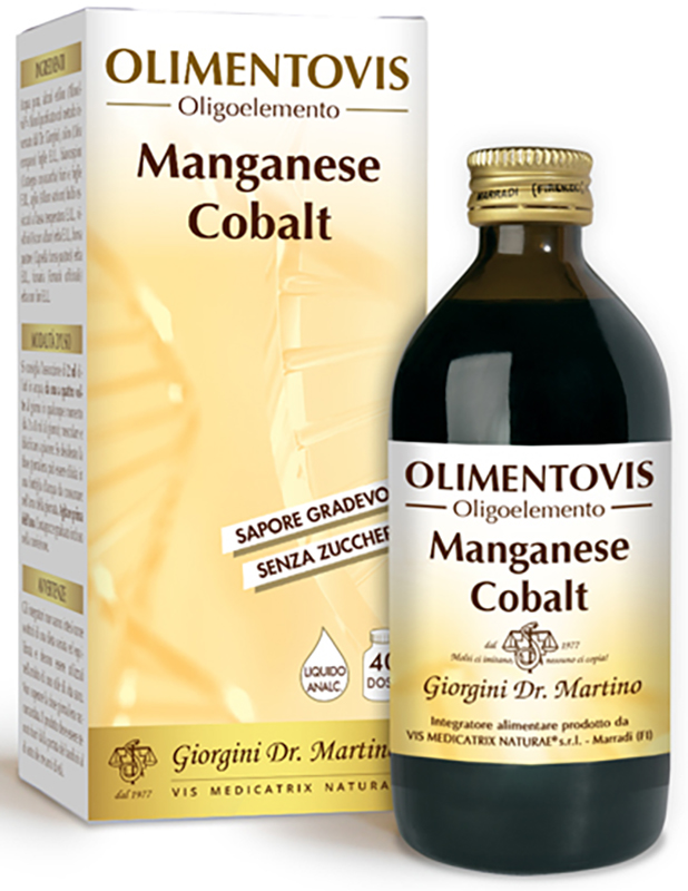 OLIMENTOVIS OLIGOELEMENTO MANGANESE COBALT LIQUIDO ANALCOLICO SENZA ZUCCHERI 200 ML 40 DOSI - pharmaonline24.it