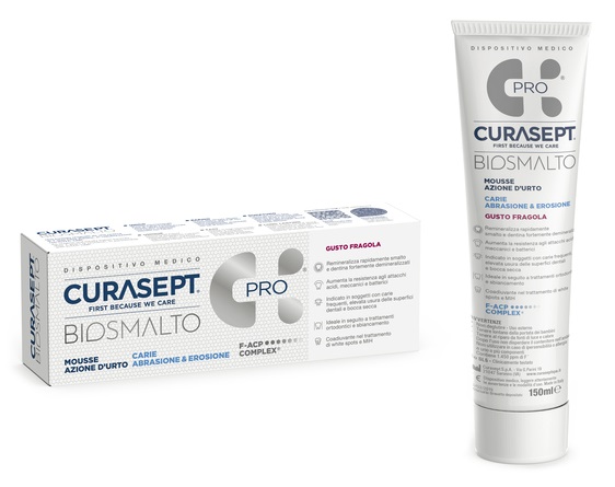 CURASEPT BIOSMALTO MOUSSE CARIE FRAGOLA 50 ML - pharmaonline24.it