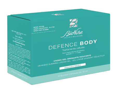 DEFENCE BODY TRATTAMENTO CELLULITE CREMA GEL DRENANTE RIDUCENTE 30 BUSTINE DA 10 ML - pharmaonline24.it