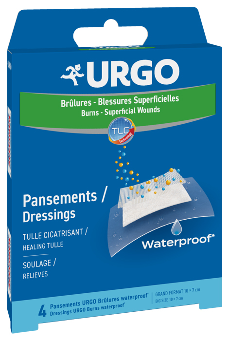 URGO USTIONI SUPERFICIALI WATERPROOF 10 X 7 CM 4 PEZZI - pharmaonline24.it