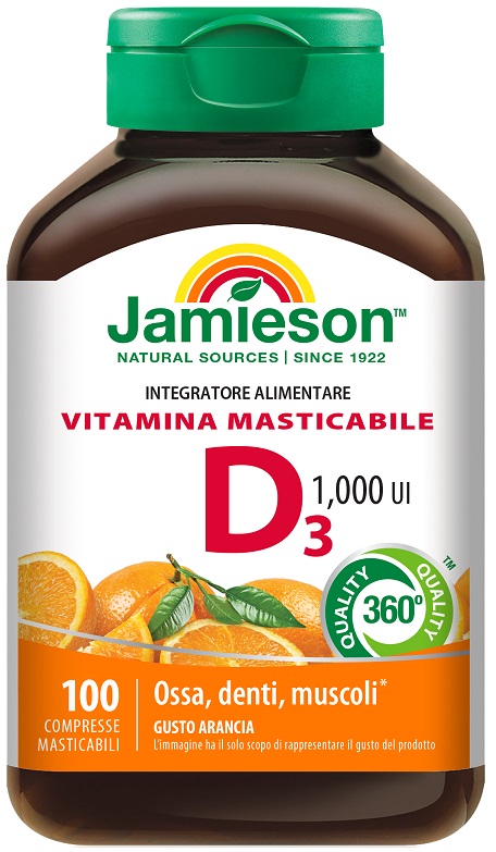 JAMIESON VITAMINA D MASTICABILE ARANCIA 100 COMPRESSE - pharmaonline24.it