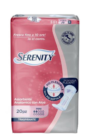 SERENITY ASSORBENTE ANATOMICO CON ALOE FLEXIT MINI 20 PEZZI - pharmaonline24.it
