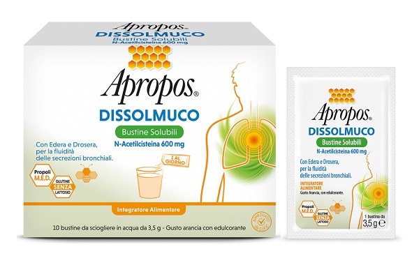 APROPOS DISSOLMUCO 10 BUSTINE SOLUBILI - pharmaonline24.it