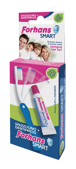 FORHANS SMART KIT IGIENE ORALE SPAZZOLINO PIEGHEVOLE + DENTIFRICIO 12 ML - pharmaonline24.it