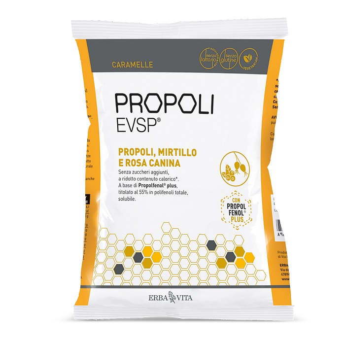 PROPOLI EVSP CARAMELLE PROPOLI MIRTILLO ROSA CANINA 65 G - pharmaonline24.it