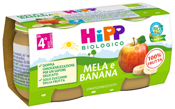 HIPP BIO OMOGENEIZZATO MELA/BANANA 2X80 G - pharmaonline24.it