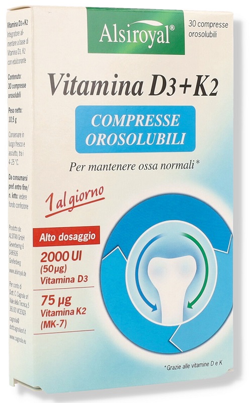 ALSIROYAL VITAMINA D3+K2 30 COMPRESSE OROSOLUBILI - pharmaonline24.it