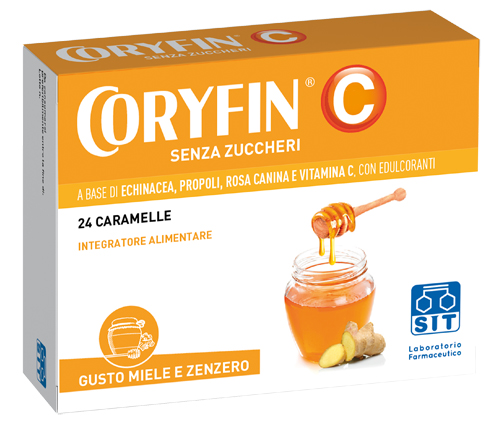 CORYFIN C SENZA ZUCCHERO MIELE ZENZERO 24 CARAMELLE - pharmaonline24.it