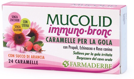 MUCOLID BRONC IMMUNO 24 CARAMELLE GUSTO ARANCIA - pharmaonline24.it