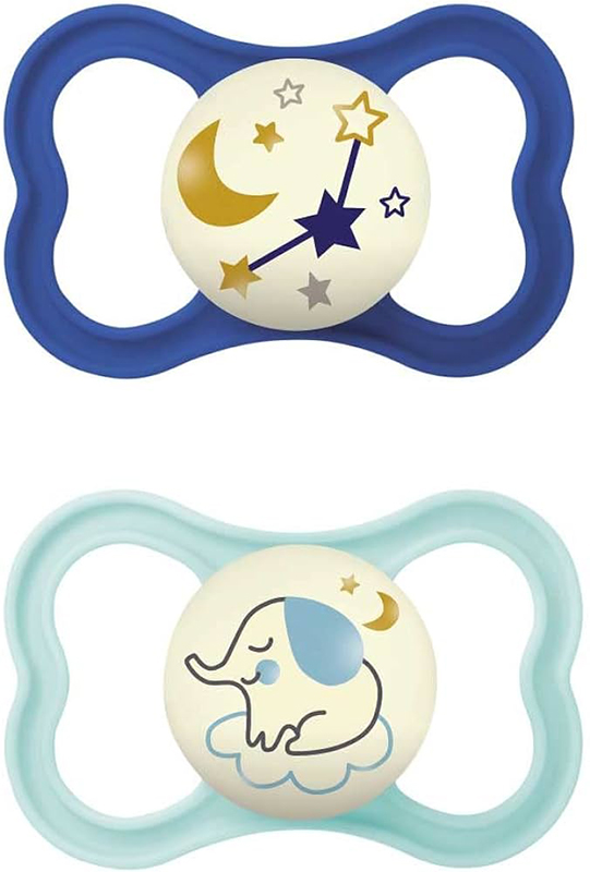 MAM AIR NIGHT SUCCHIETTO 16+ MESI SILICONE MASCHIO 2 PEZZI - pharmaonline24.it