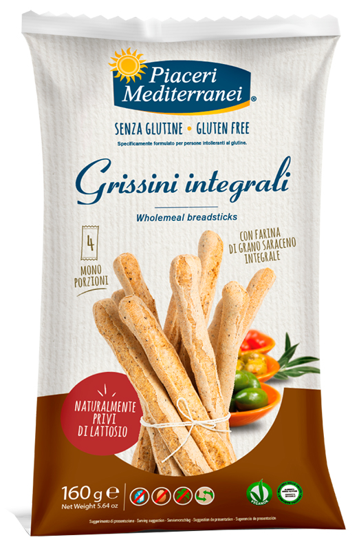 PIACERI MEDITERRANEI GRISSINI INTEGRALI 160 G - pharmaonline24.it