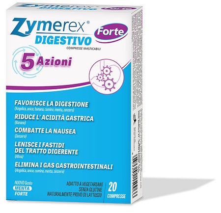 ZYMEREX DIGESTIVO FORTE 5 AZIONI 20 COMPRESSE MASTICABILI - pharmaonline24.it