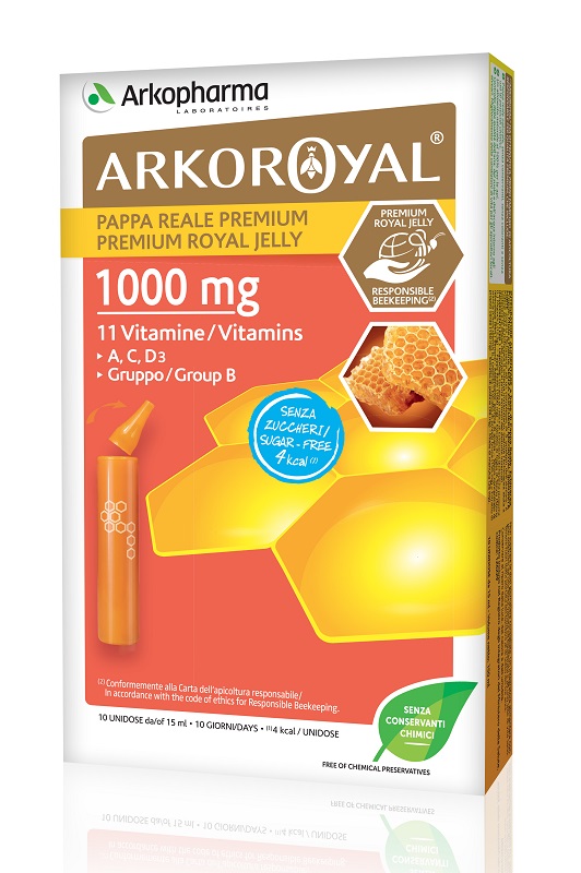 ARKOROYAL PAPPA REALE 1000 MG + VITAMINE SENZA ZUCCHERO 10 FIALE - pharmaonline24.it