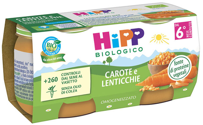 HIPP BIO OMOGENEIZZATO CAROTE/LENTICCHIE 2X80 G - pharmaonline24.it