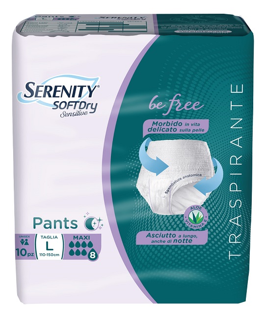 SERENITY PANTS SD SENSITIVE BE FREE MAXI L 10 PEZZI - pharmaonline24.it