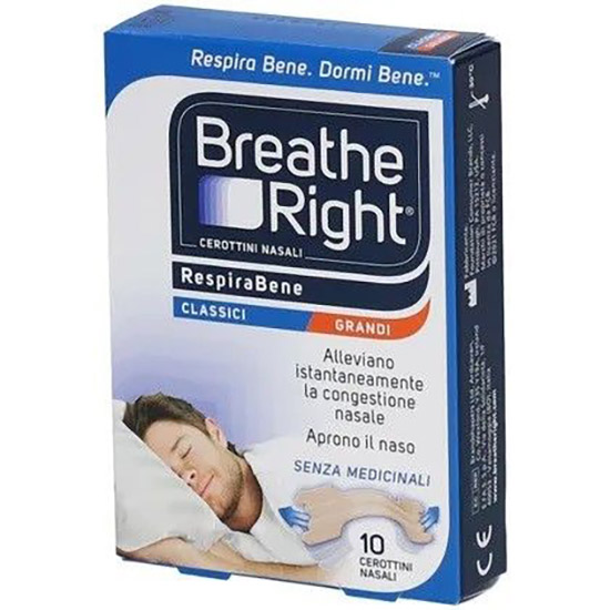 CEROTTI NASALI BREATHE RIGHT CLASSICI GRANDI 10 PEZZI - pharmaonline24.it