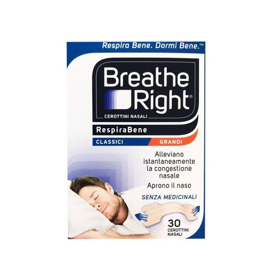 CEROTTI NASALI BREATHE RIGHT CLASSICI GRANDI 30 PEZZI - pharmaonline24.it