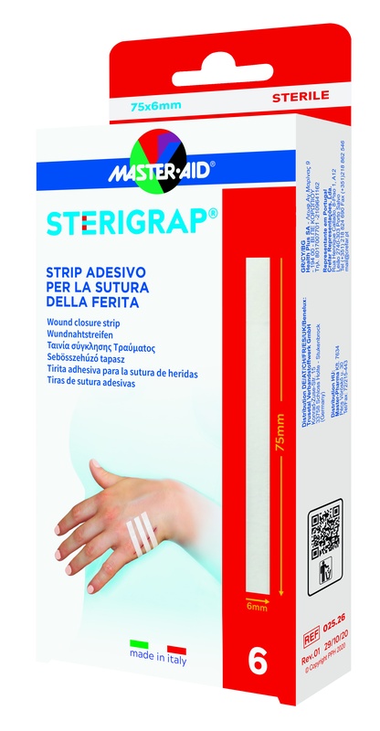 MASTER-AID STERIGRAP STRIP ADESIVO SUTURA FERITE 75X6 MM 6 PEZZI - pharmaonline24.it