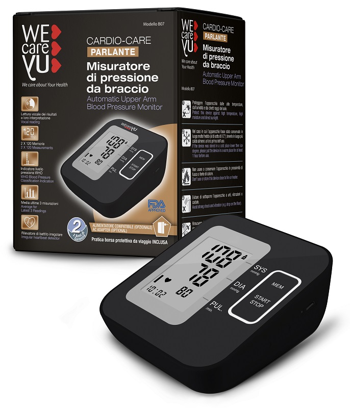 MISURATORE DI PRESSIONE DA BRACCIO PARLANTE WECAREYU CARDIO CARE - pharmaonline24.it