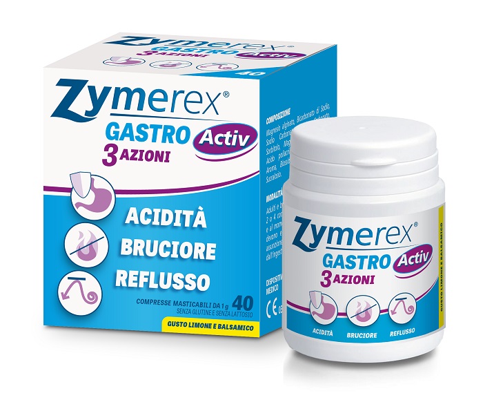 ZYMEREX GASTRO ACTIV 3 AZIONI 40 COMPRESSE MASTICABILI - pharmaonline24.it