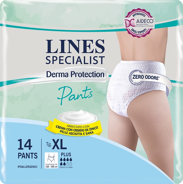 PANNOLONE PER INCONTINENZA LINES SPECIALIST DERMA PANTS PLUS XL 14 PEZZI - pharmaonline24.it